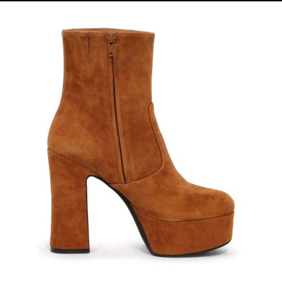 Jeffrey Campbell Shoes - Jeffrey Campbell Brown Suede High Heeled Boots Brat-z Suede Platform Size 9